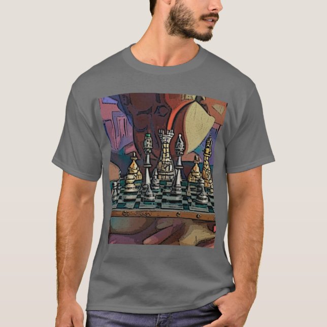 T-shirt Cool Artsy Jeu d'échecs Pièces Art Abstrait (Devant)