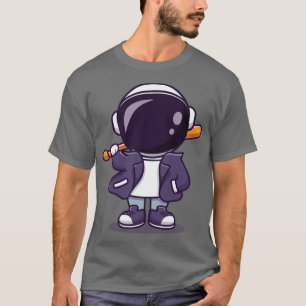 T-shirt Cool Astronaut With Baseball Bat And Jacket Cartoo