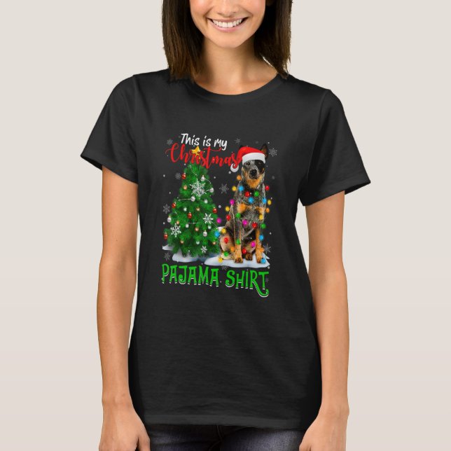 T-shirt Cool Australian Cattle Dog Christmas Tree Lights S (Devant)