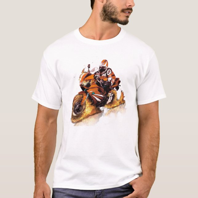 T-shirt cool avec moto design de l'auteur (Devant)
