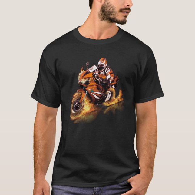 T-shirt cool avec moto design de l'auteur (Devant)