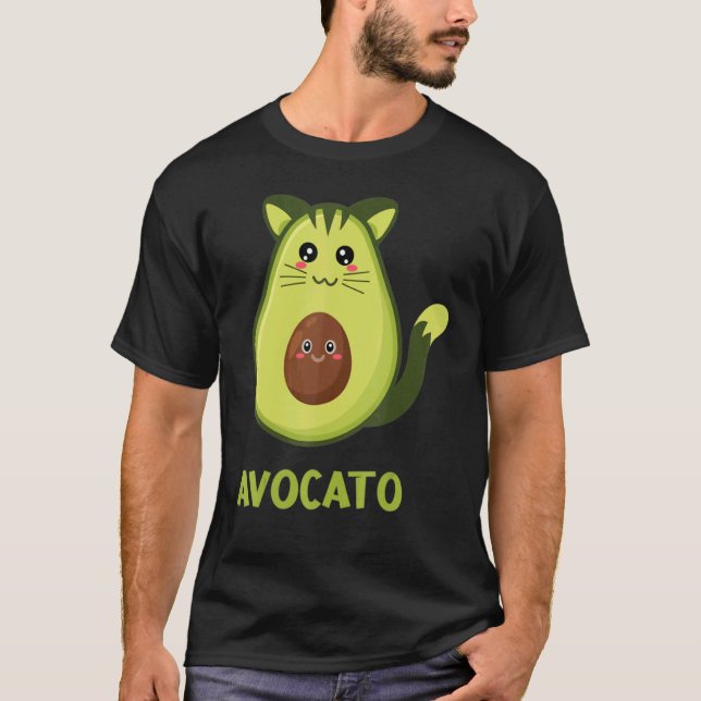 T-shirt Cool Avocato Chat Fun Avocado Kitten Kitty Moustac (Devant)