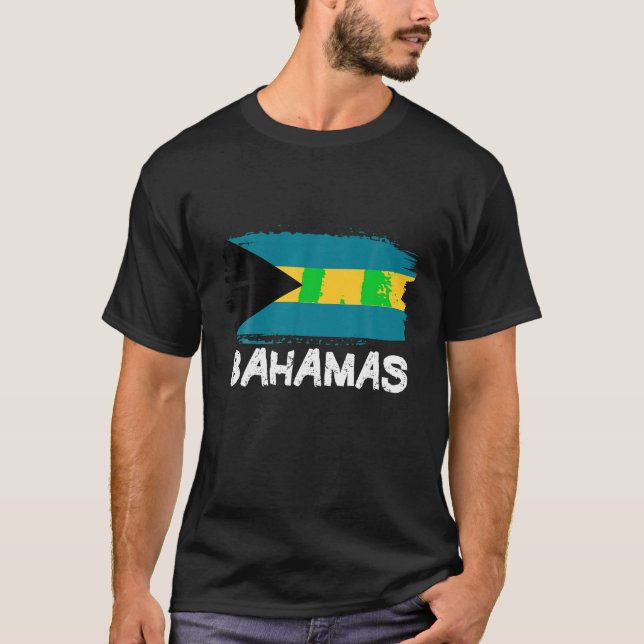 T-shirt Cool Bahamas Drapeau T Chemise (Devant)