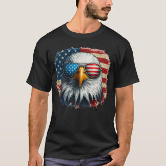 T-shirt Cool Bald Eagle Lunettes de soleil américaines Pat