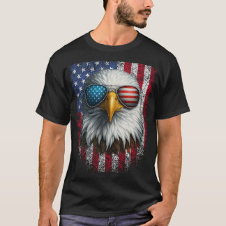 T-shirt Cool Bald Eagle Lunettes de soleil américaines Pat