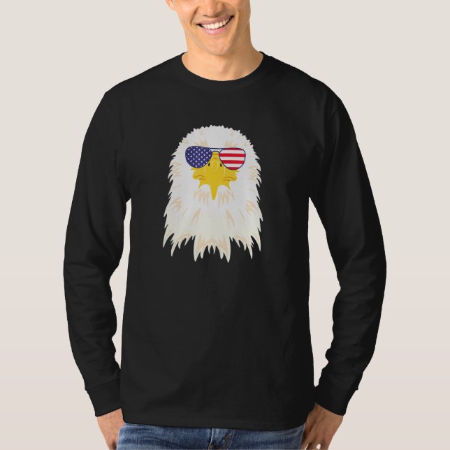 T-shirt Cool Bald Eagle Portant Drapeau Usa Lunettes de so (Devant)