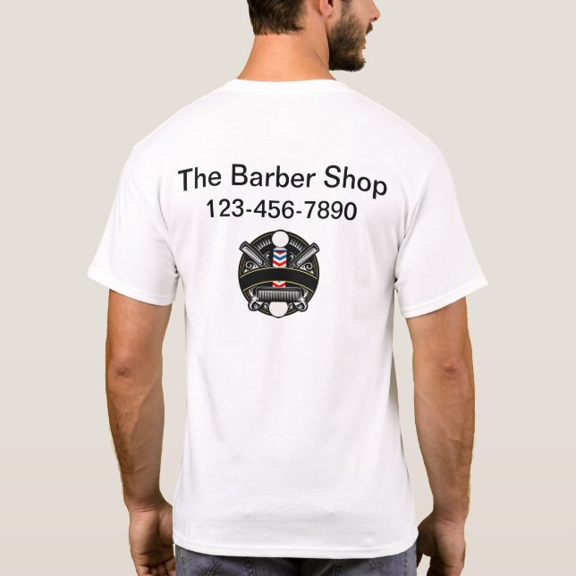 T-shirt Cool Barber Shop Business Logo ateliers (Dos)
