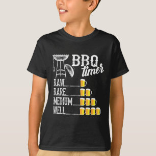 T-shirt Cool Bbq Timer Raw Rare Moyen Bien Drôle Bière Dri