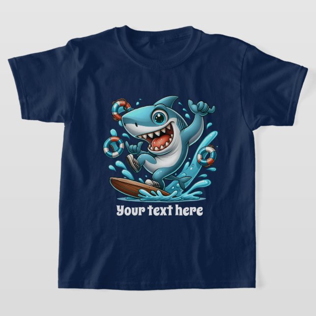T-shirt Cool Beach ajouter texte unisex enfants requin (Poser)