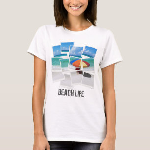 T-shirt Cool Beach Life Umbrella Photo Frame Collage