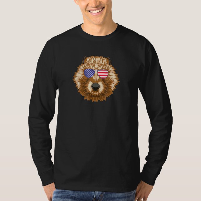 T-shirt Cool Beaver Portant un drapeau américain Lunettes  (Devant)