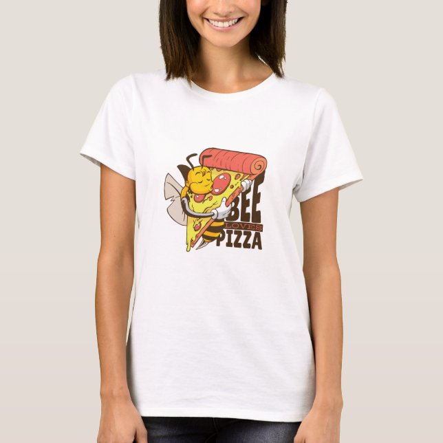 T-shirt Cool Bee Love Pizza Puns (Devant)