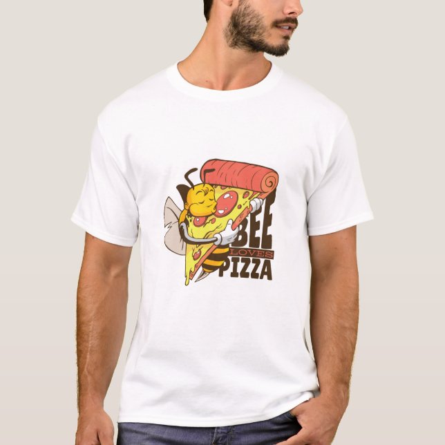 T-shirt Cool Bee Love Pizza Puns (Devant)