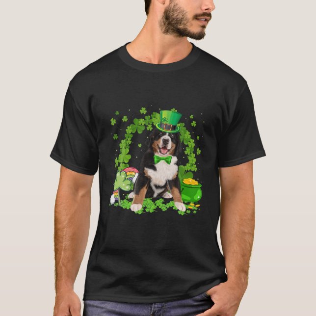 T-shirt Cool Bernese Mountain Dog Irish Saint Patrick D (Devant)