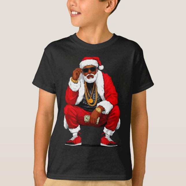 T-shirt Cool Black Man Santa Claus Christmas African Ameri (Devant)