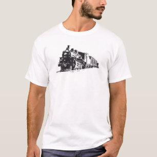 T-shirt Cool Black Train Rétro Locomotive Vintage