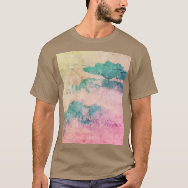 T-shirt Cool Blue Grunge Aquarelle Sky Paysage (Devant)