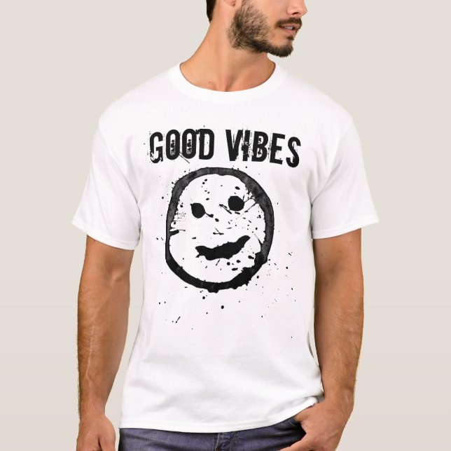 T-shirt Cool Bonnes vibes Smile face Texte personnalisé (Devant)