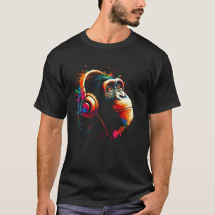T-shirt Cool Bonobo Singe Casque Musique Art Noël B