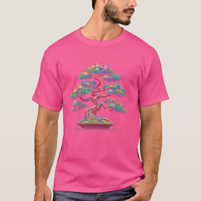 T-shirt Cool Bonsai Arbre Pixel japonais Style Art Gardeni (Devant)
