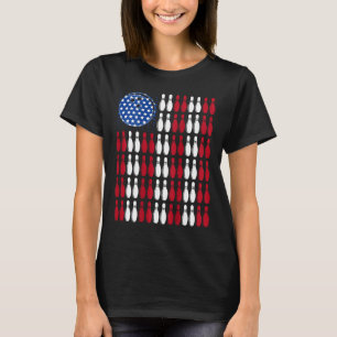 T-shirt Cool Bowling Bowler Men Équipe féminine Drapeau am