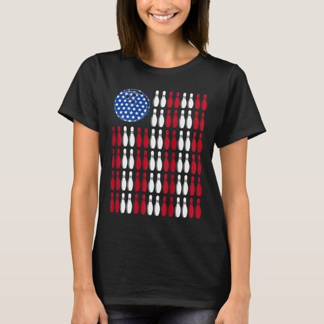T-shirt Cool Bowling Bowler Men Équipe féminine Drapeau am (Devant)