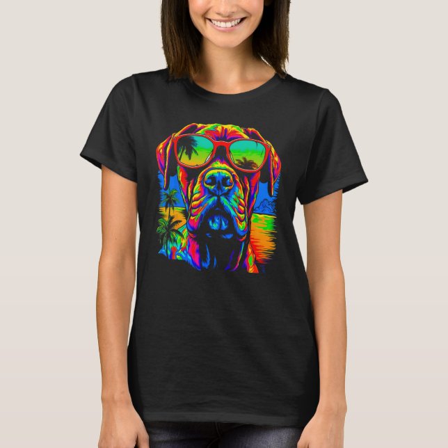 T-shirt Cool Boxer Dog Pop Art (Devant)
