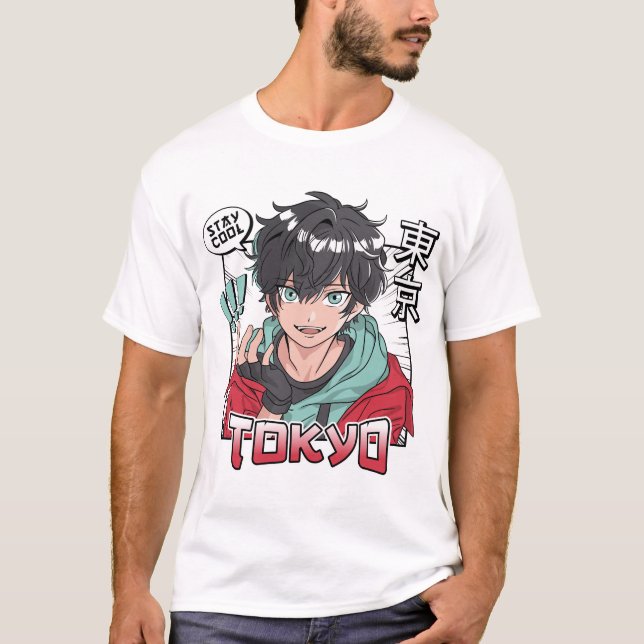 T-shirt Cool Boy Comic avec traduction japonaise Tokyo (Devant)