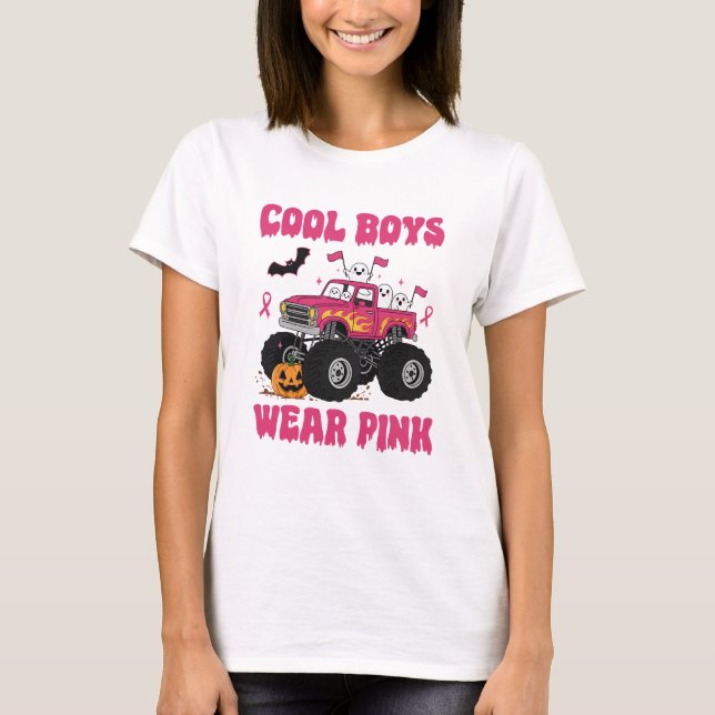 T-shirt Cool Boys Wear Pink Monster Truck Tee (Devant)