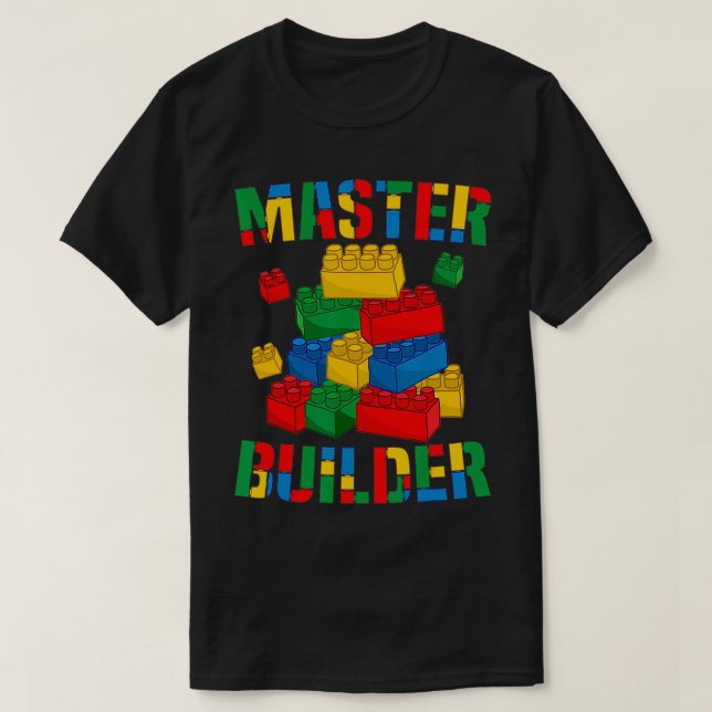 T-shirt Cool Brick Master Builder Funny Building Blocks Ki (Design devant)