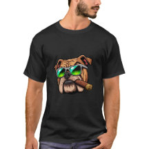 Cool Bulldog Face With Cigar And Sunglasses