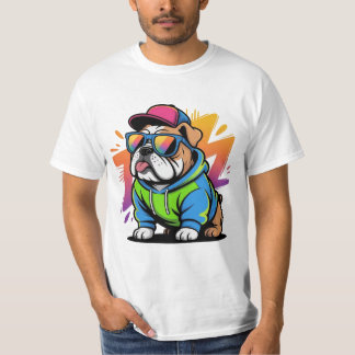 T-shirt Cool Bulldog Streetwear Retro Shades