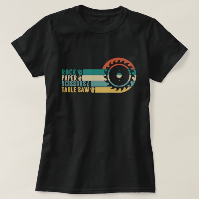 T-shirt Cool cadeau de table de ciseaux de papier roche sc (Design devant)