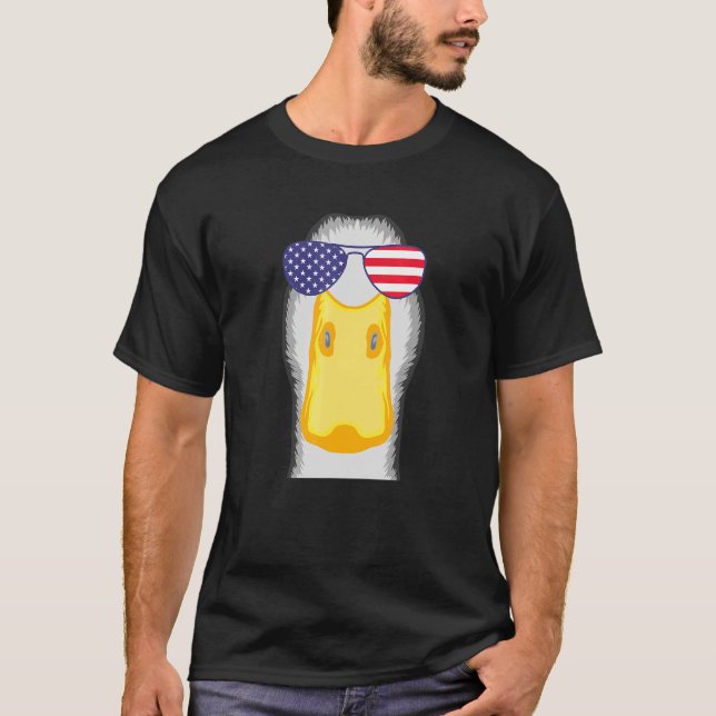 T-shirt Cool Canard Portant Drapeau Usa Lunettes de soleil (Devant)