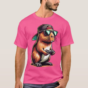 T-shirt Cool Capybara Jouer à des jeux vidéo amusant Gamer