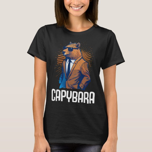 T-shirt Cool Capybara Sunglasses Water Pig South America C (Devant)