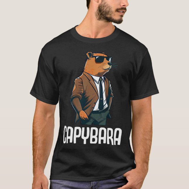 T-shirt Cool Capybara Sunglasses Water Pig South America C (Devant)