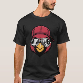T-shirt Cool Cardinal Bird Mascot Design - Red Bird wearin