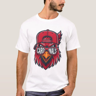 T-shirt Cool Cardinal Bird Mascot Design - Red Bird wearin