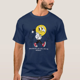 T-shirt Cool Cartoon Smiley Walking Graphic