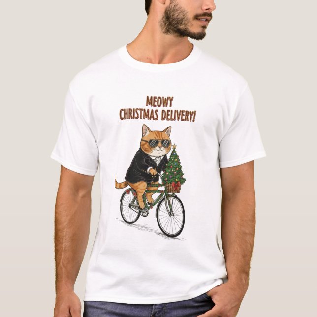 T-shirt Cool cat on a Bicycle – Funny Christmas Day Gift (Devant)