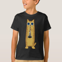 Cool Cat Playing The Clarinet Design Hippy Hipster