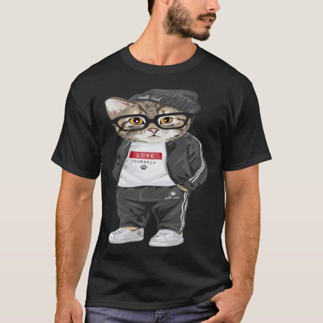 T-shirt Cool Cat Urban Style Cute Cats (Devant)