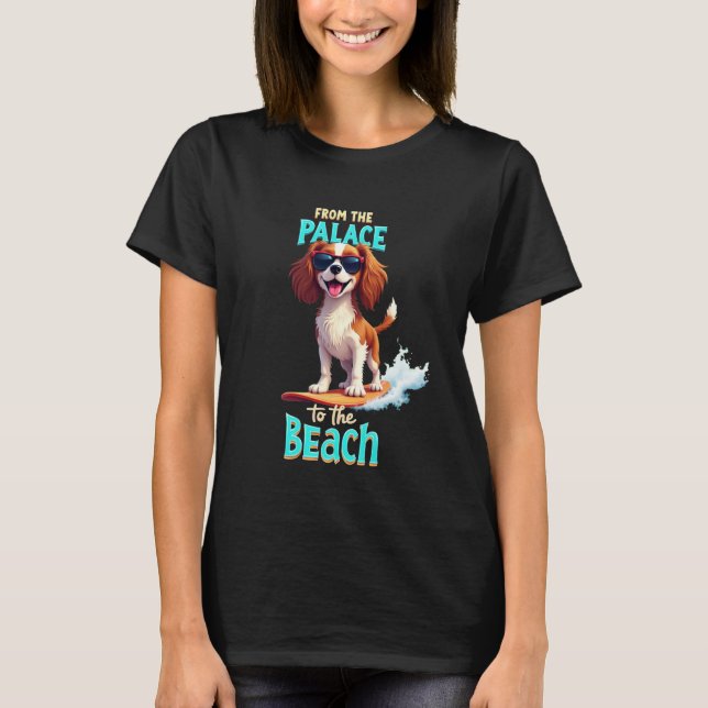 T-shirt Cool Cavalier King Charles Spaniel Surfing Chien (Devant)