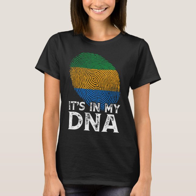 T-shirt Cool C'est dans mon Adn Gabon Drapeau Empreinte Pa (Devant)