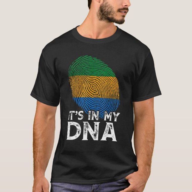 T-shirt Cool C'est dans mon Adn Gabon Drapeau Empreinte Pa (Devant)