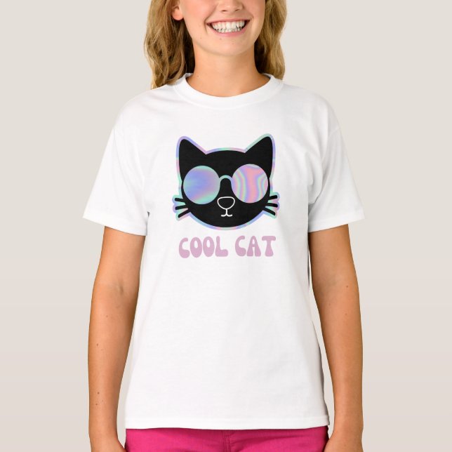 T-shirt Cool Chat Drôle Avec Lunettes Drôle (Devant)