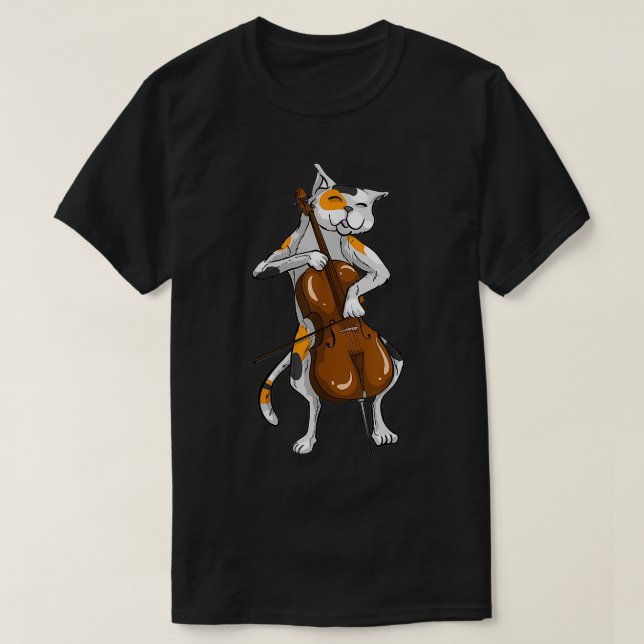 T-shirt Cool Chat Jouer Cello Funny Kitten Instrument Pl (Design devant)