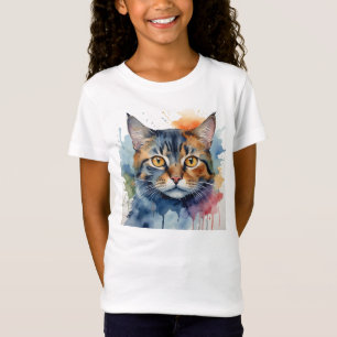T-Shirt Cool Chat Kitten Fun Aquarelle