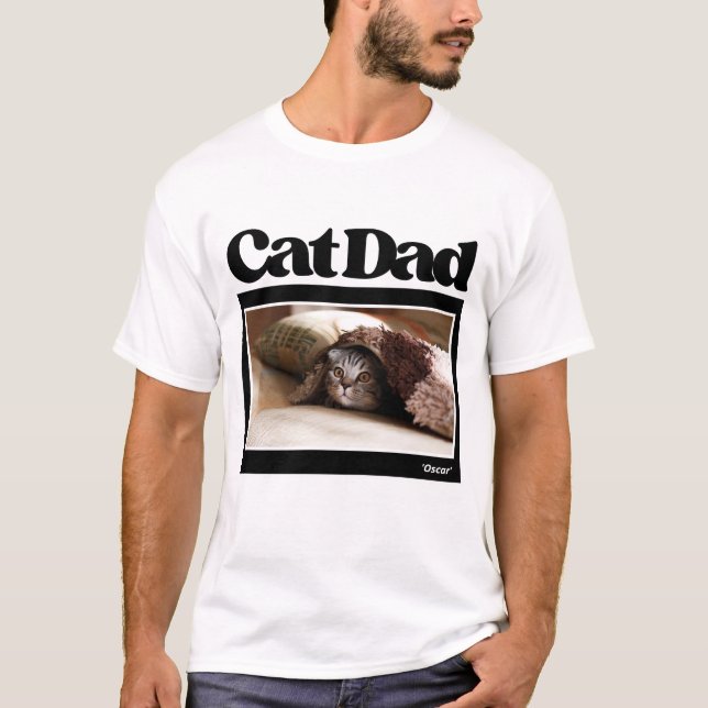 T-shirt Cool Chat Papa photo personnalisée et nom (Devant)